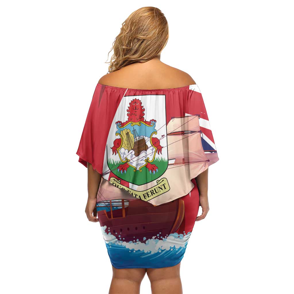 Personalised Bermuda Off Shoulder Short Dress Quo Fata Ferunt - Wonder Print Shop