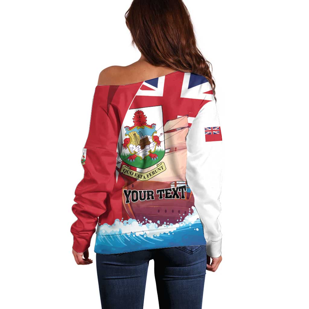 Personalised Bermuda Off Shoulder Sweater Quo Fata Ferunt - Wonder Print Shop