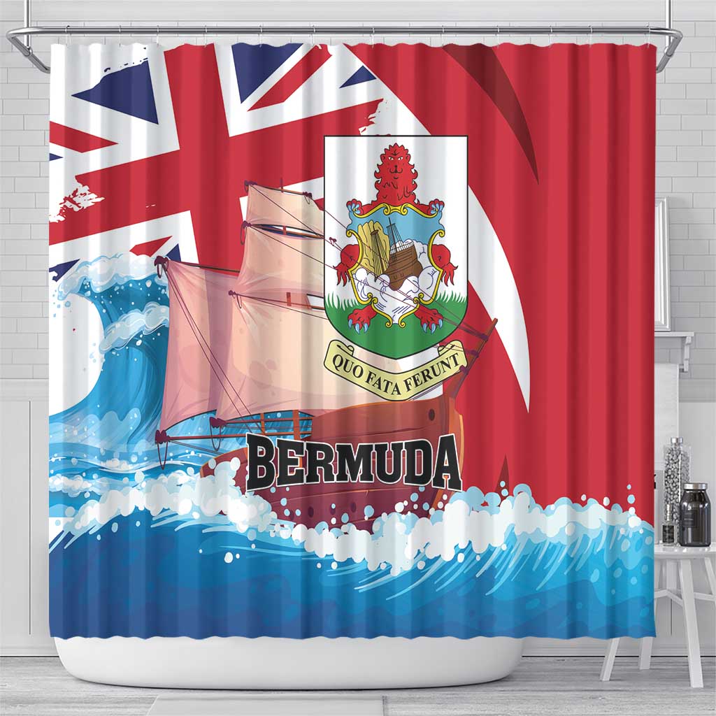 Bermuda Shower Curtain Quo Fata Ferunt - Wonder Print Shop