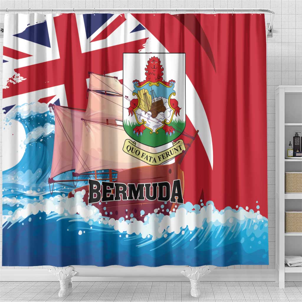 Bermuda Shower Curtain Quo Fata Ferunt - Wonder Print Shop