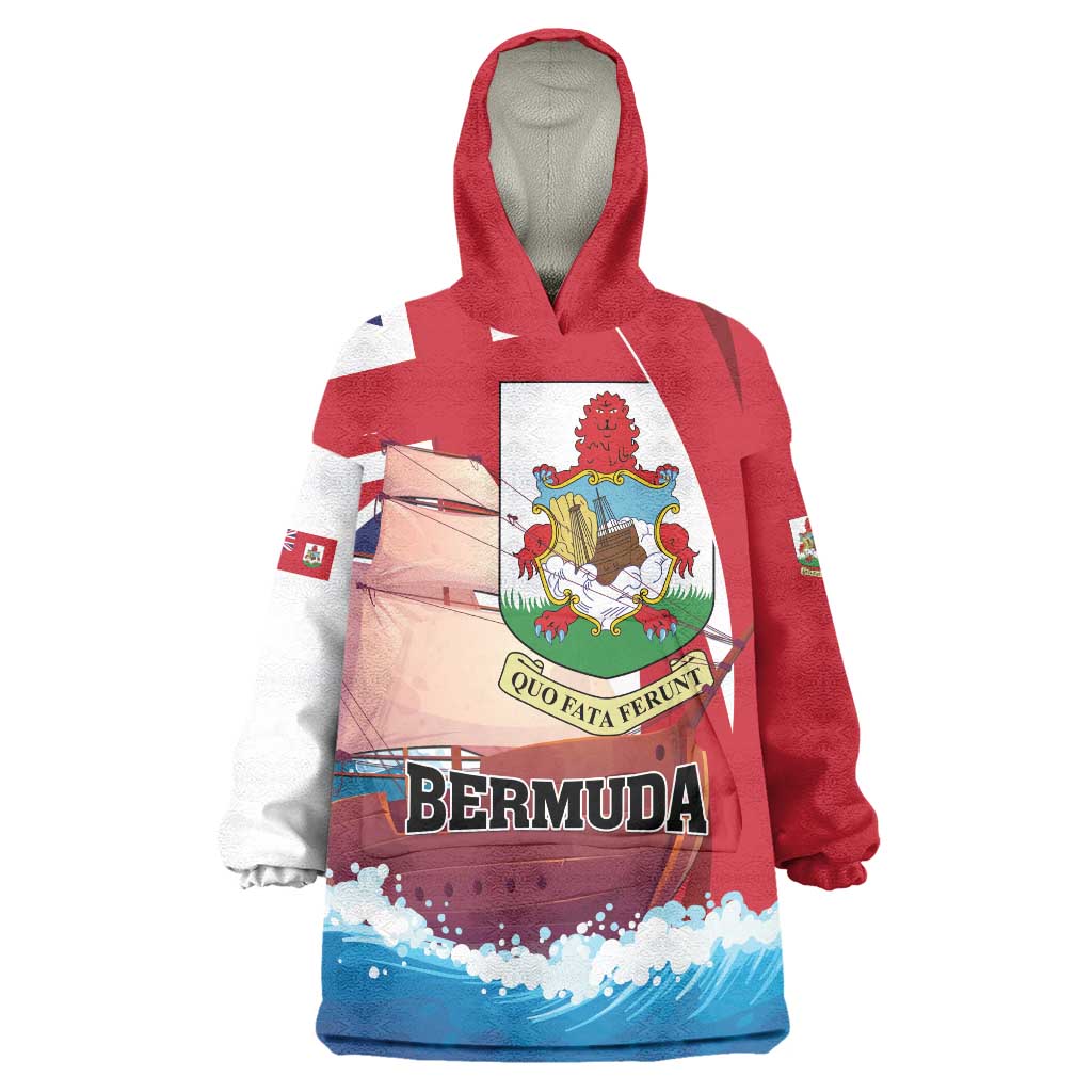 Personalised Bermuda Wearable Blanket Hoodie Quo Fata Ferunt - Wonder Print Shop