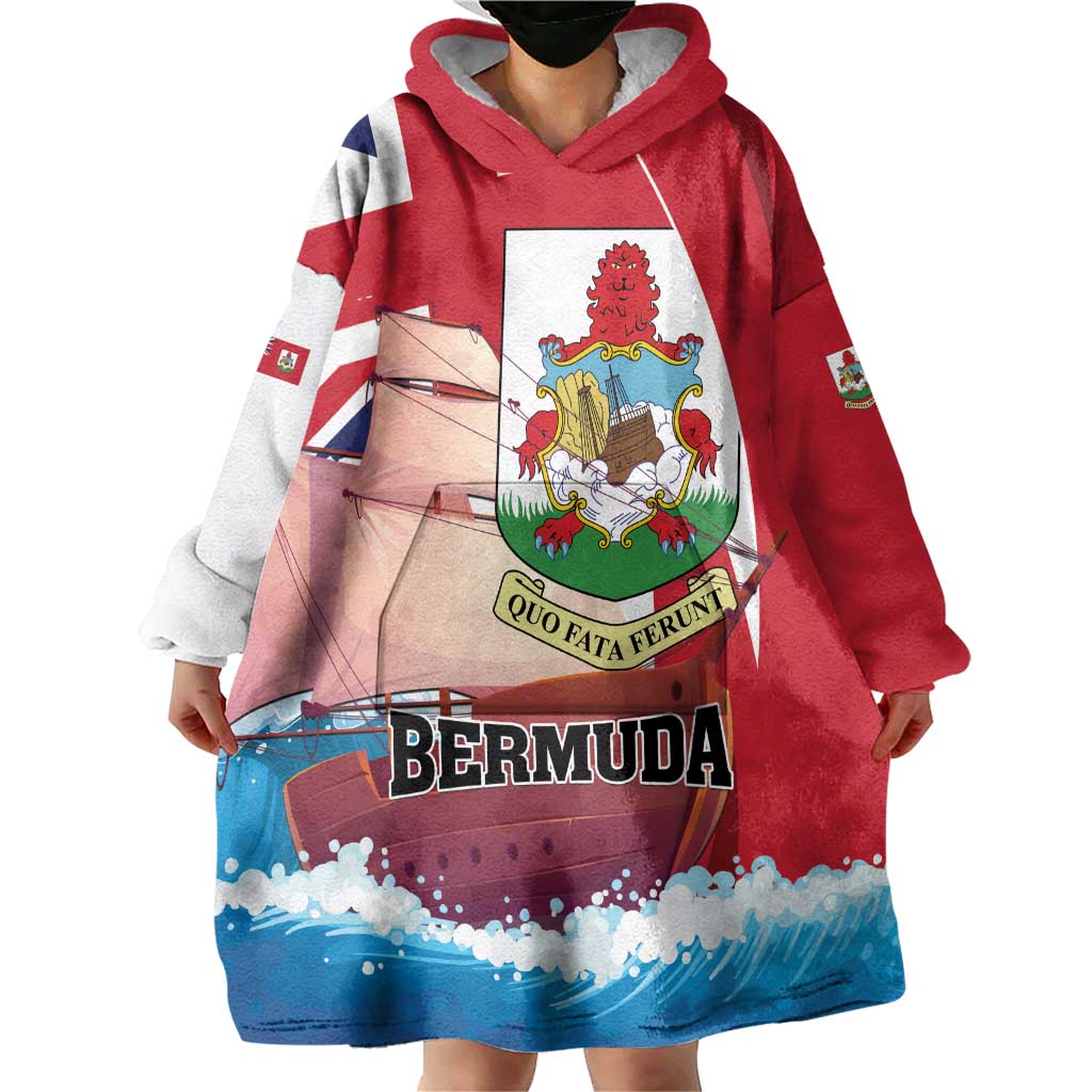 Personalised Bermuda Wearable Blanket Hoodie Quo Fata Ferunt - Wonder Print Shop