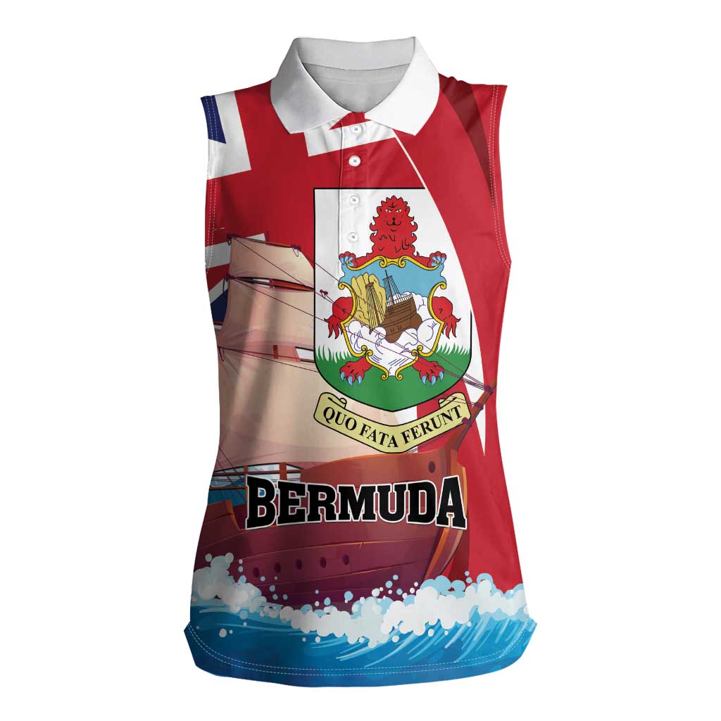 Personalised Bermuda Women Sleeveless Polo Shirt Quo Fata Ferunt - Wonder Print Shop