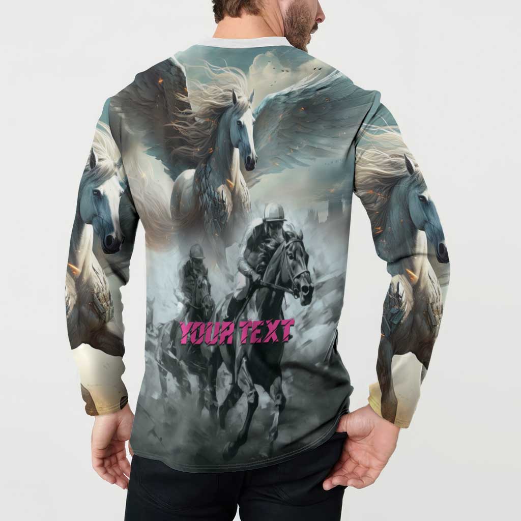 Personalized Pegasus Horse Racing 2025 Button Sweatshirt Soar to Victory