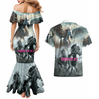 Personalized Pegasus Horse Racing 2025 Couples Matching Mermaid Dress and Hawaiian Shirt Soar to Victory