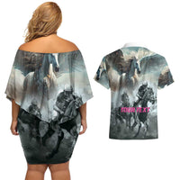 Personalized Pegasus Horse Racing 2025 Couples Matching Off Shoulder Short Dress and Hawaiian Shirt Soar to Victory