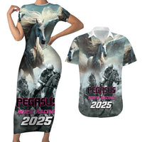Personalized Pegasus Horse Racing 2025 Couples Matching Short Sleeve Bodycon Dress and Hawaiian Shirt Soar to Victory