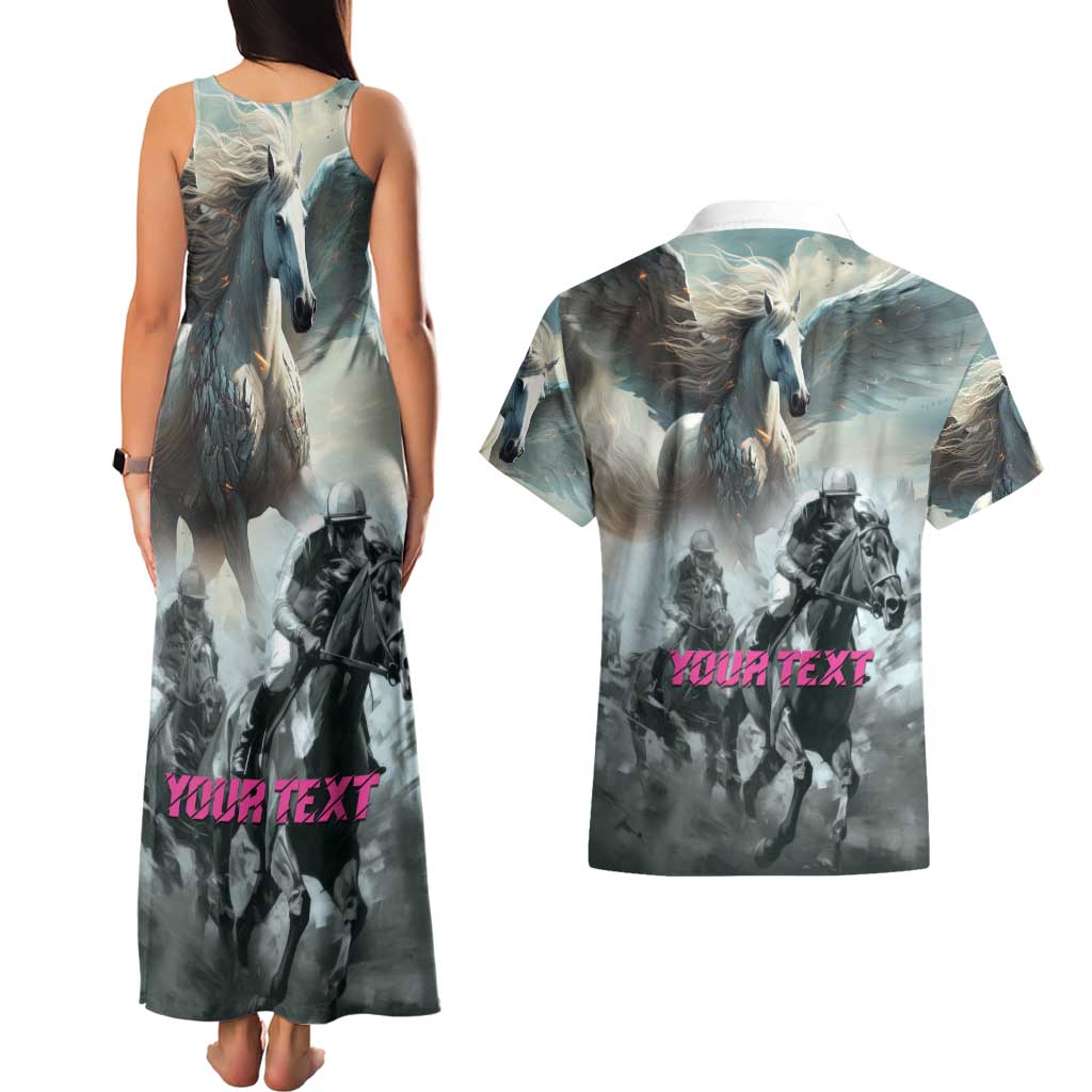 Personalized Pegasus Horse Racing 2025 Couples Matching Tank Maxi Dress and Hawaiian Shirt Soar to Victory