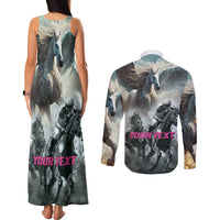 Personalized Pegasus Horse Racing 2025 Couples Matching Tank Maxi Dress and Long Sleeve Button Shirt Soar to Victory