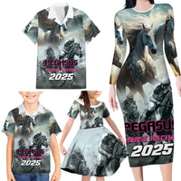 Personalized Pegasus Horse Racing 2025 Family Matching Long Sleeve Bodycon Dress and Hawaiian Shirt Soar to Victory