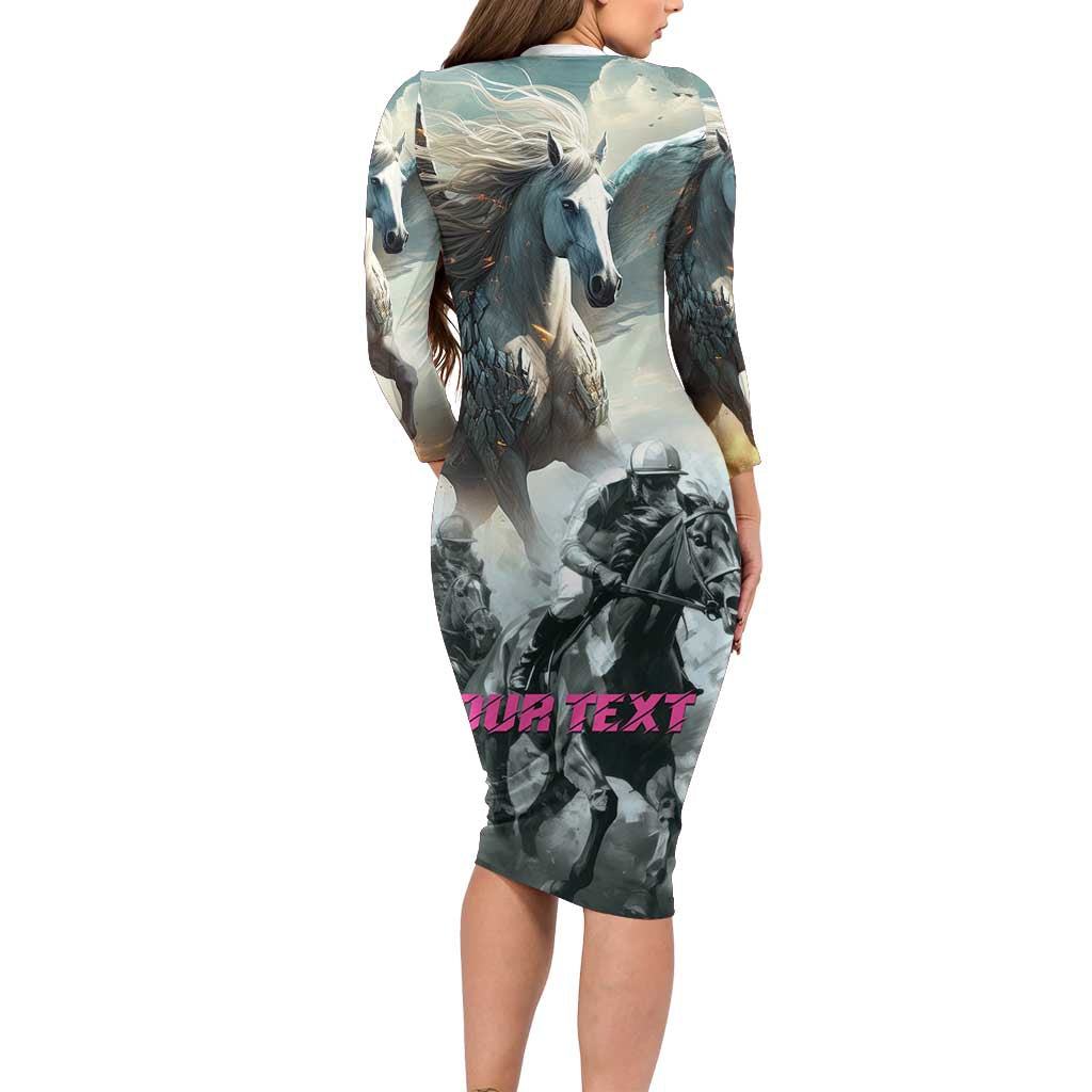 Personalized Pegasus Horse Racing 2025 Family Matching Long Sleeve Bodycon Dress and Hawaiian Shirt Soar to Victory