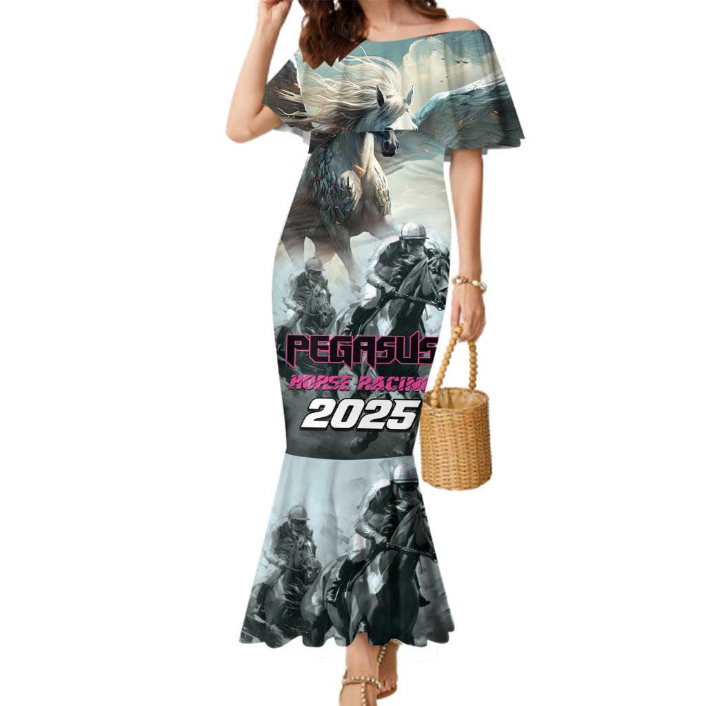 Personalized Pegasus Horse Racing 2025 Family Matching Mermaid Dress and Hawaiian Shirt Soar to Victory