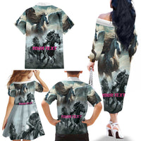 Personalized Pegasus Horse Racing 2025 Family Matching Off The Shoulder Long Sleeve Dress and Hawaiian Shirt Soar to Victory