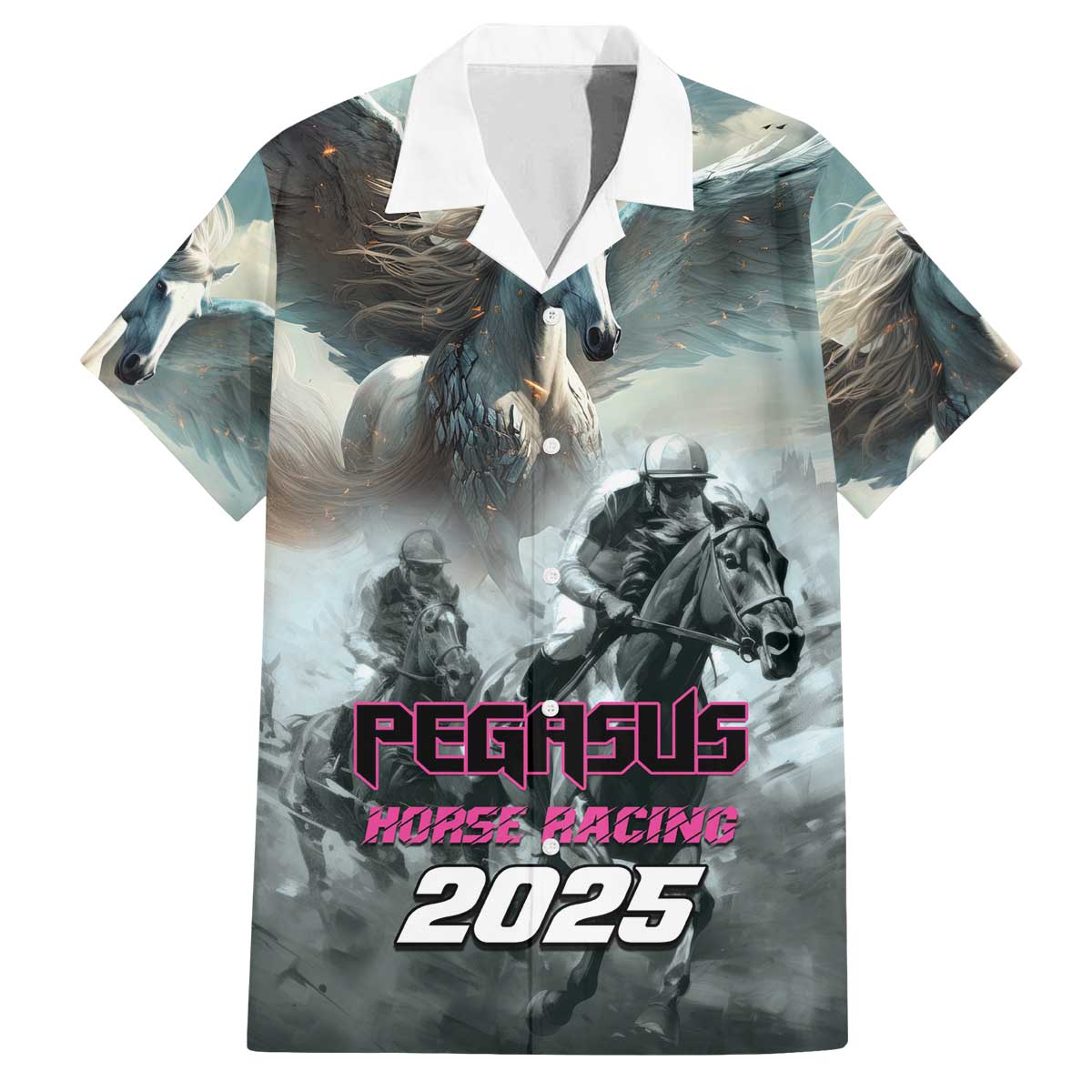 Personalized Pegasus Horse Racing 2025 Family Matching Off The Shoulder Long Sleeve Dress and Hawaiian Shirt Soar to Victory