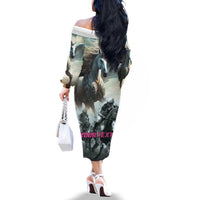 Personalized Pegasus Horse Racing 2025 Family Matching Off The Shoulder Long Sleeve Dress and Hawaiian Shirt Soar to Victory