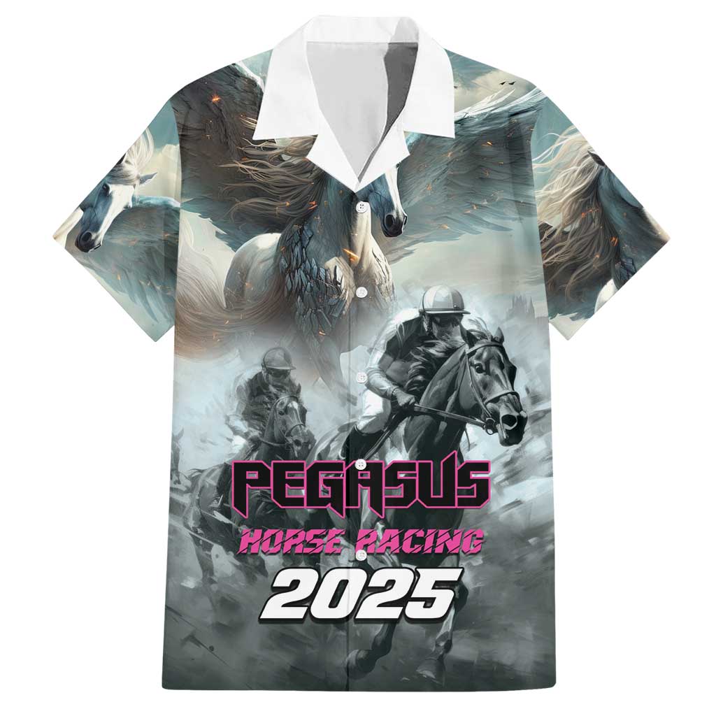 Personalized Pegasus Horse Racing 2025 Family Matching Short Sleeve Bodycon Dress and Hawaiian Shirt Soar to Victory - Wonder Print Shop