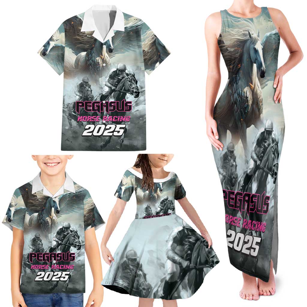 Personalized Pegasus Horse Racing 2025 Family Matching Tank Maxi Dress and Hawaiian Shirt Soar to Victory - Wonder Print Shop