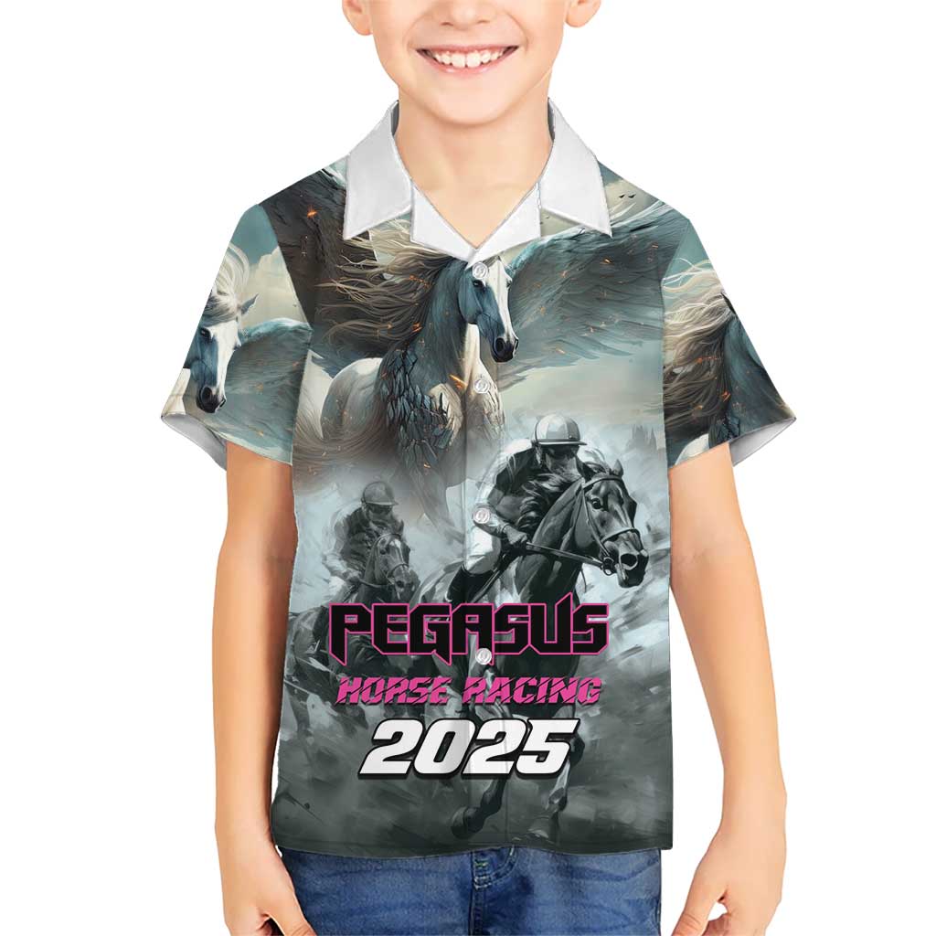 Personalized Pegasus Horse Racing 2025 Kid Hawaiian Shirt Soar to Victory - Wonder Print Shop