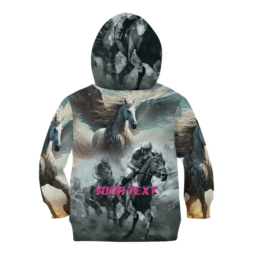 Personalized Pegasus Horse Racing 2025 Kid Hoodie Soar to Victory - Wonder Print Shop