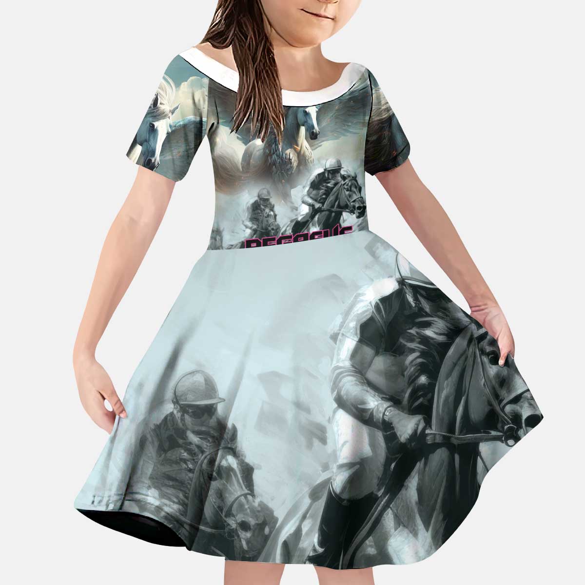 Personalized Pegasus Horse Racing 2025 Kid Short Sleeve Dress Soar to Victory - Wonder Print Shop