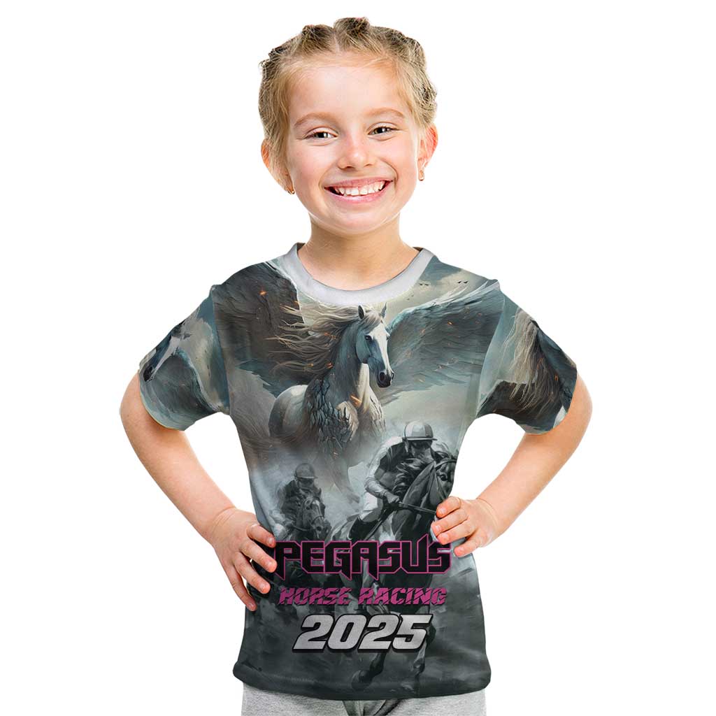Personalized Pegasus Horse Racing 2025 Kid T Shirt Soar to Victory - Wonder Print Shop