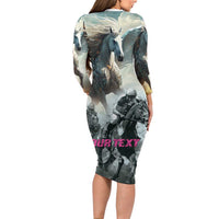 Personalized Pegasus Horse Racing 2025 Long Sleeve Bodycon Dress Soar to Victory - Wonder Print Shop