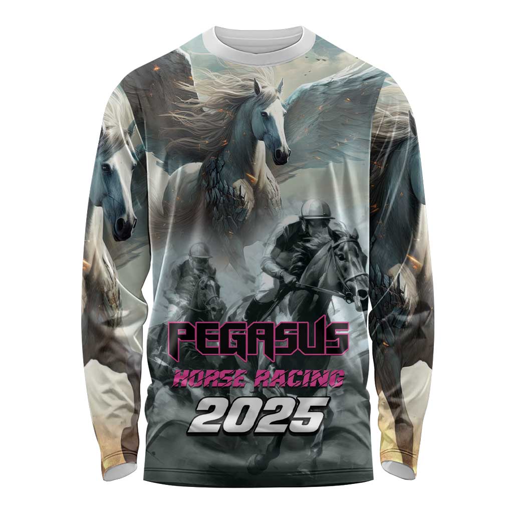 Personalized Pegasus Horse Racing 2025 Long Sleeve Shirt Soar to Victory - Wonder Print Shop