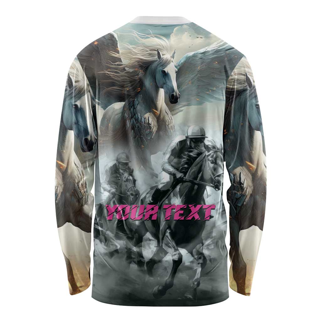 Personalized Pegasus Horse Racing 2025 Long Sleeve Shirt Soar to Victory - Wonder Print Shop