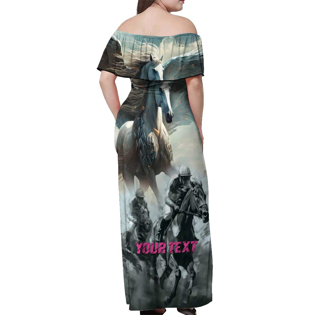 Personalized Pegasus Horse Racing 2025 Off Shoulder Maxi Dress Soar to Victory - Wonder Print Shop