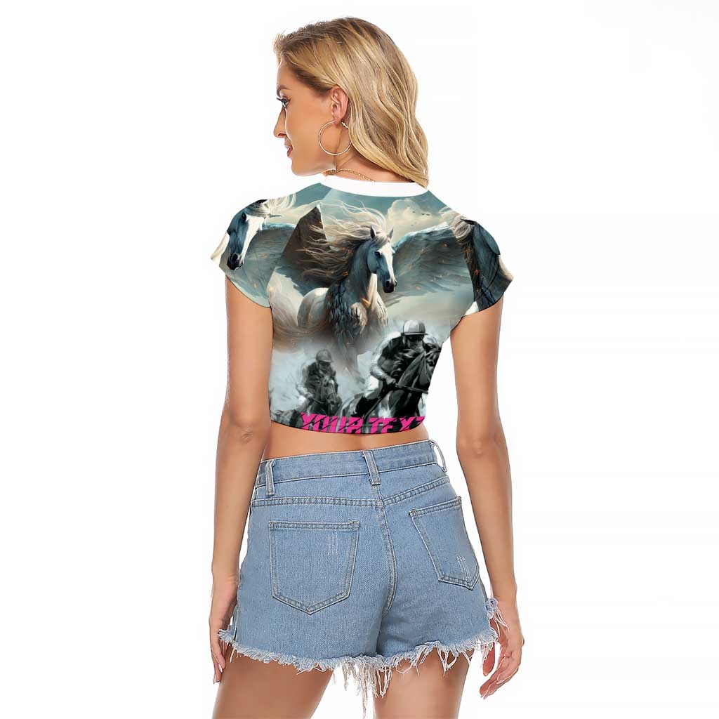 Personalized Pegasus Horse Racing 2025 Raglan Cropped T Shirt Soar to Victory - Wonder Print Shop