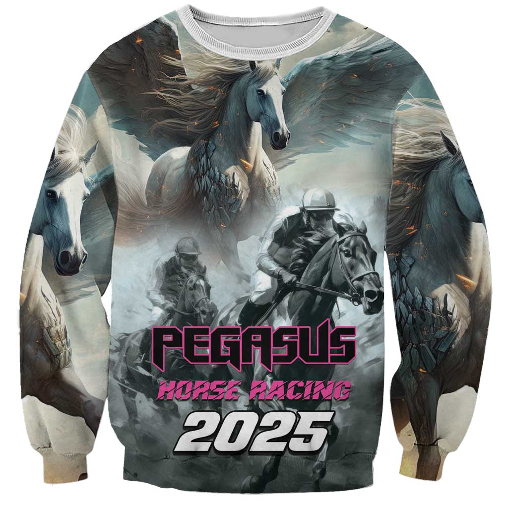 Personalized Pegasus Horse Racing 2025 Sweatshirt Soar to Victory - Wonder Print Shop