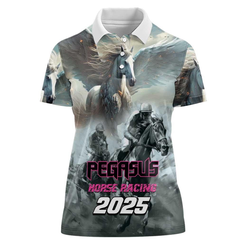 Personalized Pegasus Horse Racing 2025 Women Polo Shirt Soar to Victory - Wonder Print Shop