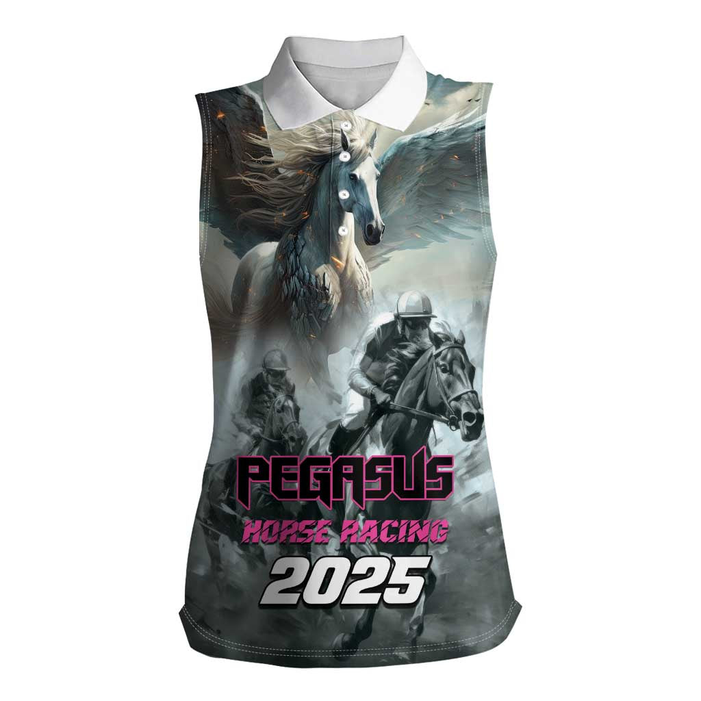 Personalized Pegasus Horse Racing 2025 Women Sleeveless Polo Shirt Soar to Victory - Wonder Print Shop