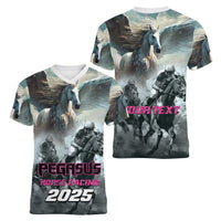 Personalized Pegasus Horse Racing 2025 Women V-Neck T-Shirt Soar to Victory - Wonder Print Shop
