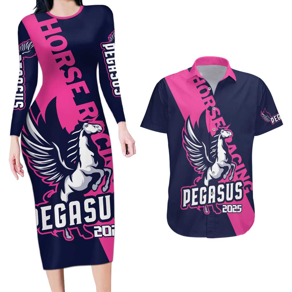 Personalized Pegasus Horse Racing 2025 Couples Matching Long Sleeve Bodycon Dress and Hawaiian Shirt Where Champions Rise