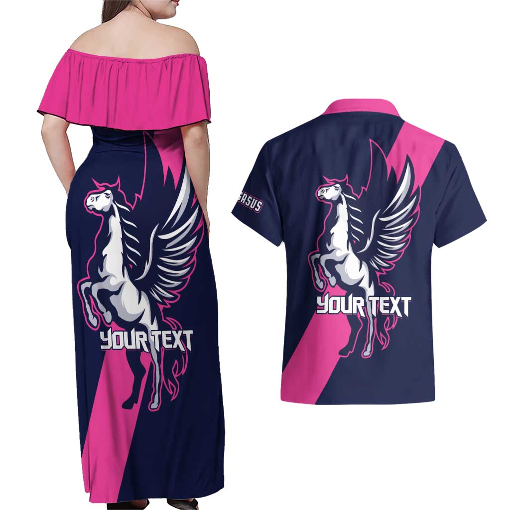 Personalized Pegasus Horse Racing 2025 Couples Matching Off Shoulder Maxi Dress and Hawaiian Shirt Where Champions Rise