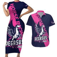 Personalized Pegasus Horse Racing 2025 Couples Matching Short Sleeve Bodycon Dress and Hawaiian Shirt Where Champions Rise