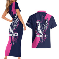 Personalized Pegasus Horse Racing 2025 Couples Matching Short Sleeve Bodycon Dress and Hawaiian Shirt Where Champions Rise