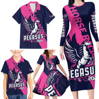 Personalized Pegasus Horse Racing 2025 Family Matching Long Sleeve Bodycon Dress and Hawaiian Shirt Where Champions Rise
