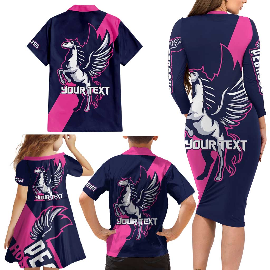 Personalized Pegasus Horse Racing 2025 Family Matching Long Sleeve Bodycon Dress and Hawaiian Shirt Where Champions Rise