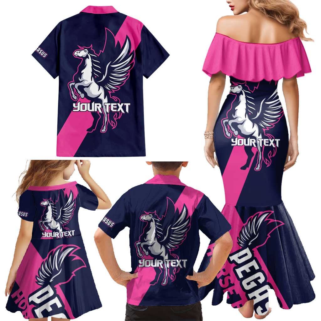 Personalized Pegasus Horse Racing 2025 Family Matching Mermaid Dress and Hawaiian Shirt Where Champions Rise
