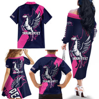 Personalized Pegasus Horse Racing 2025 Family Matching Off The Shoulder Long Sleeve Dress and Hawaiian Shirt Where Champions Rise