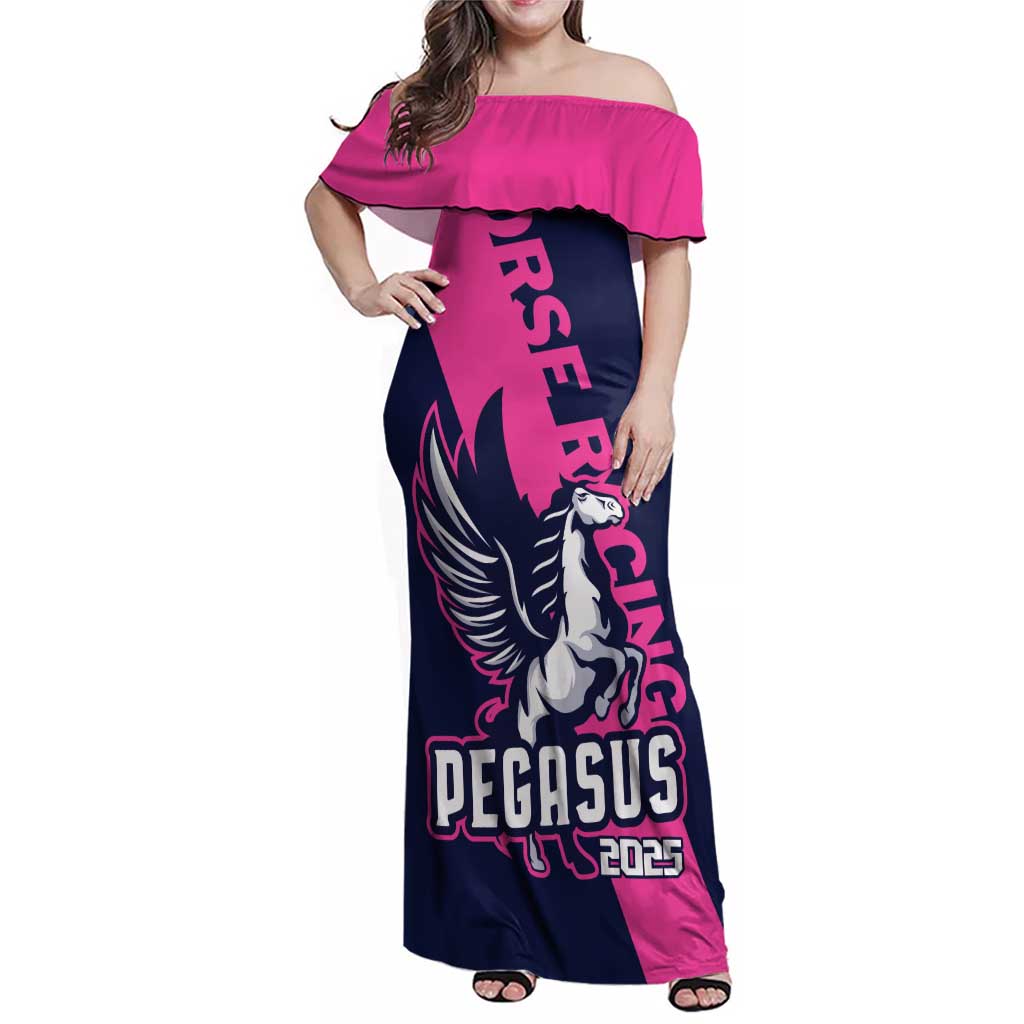 Personalized Pegasus Horse Racing 2025 Family Matching Off Shoulder Maxi Dress and Hawaiian Shirt Where Champions Rise - Wonder Print Shop