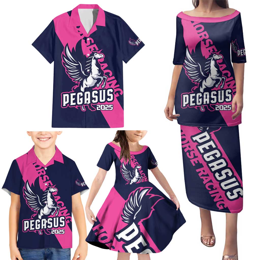 Personalized Pegasus Horse Racing 2025 Family Matching Puletasi and Hawaiian Shirt Where Champions Rise