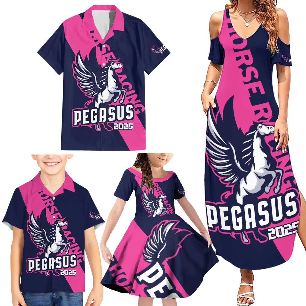 Personalized Pegasus Horse Racing 2025 Family Matching Summer Maxi Dress and Hawaiian Shirt Where Champions Rise - Wonder Print Shop