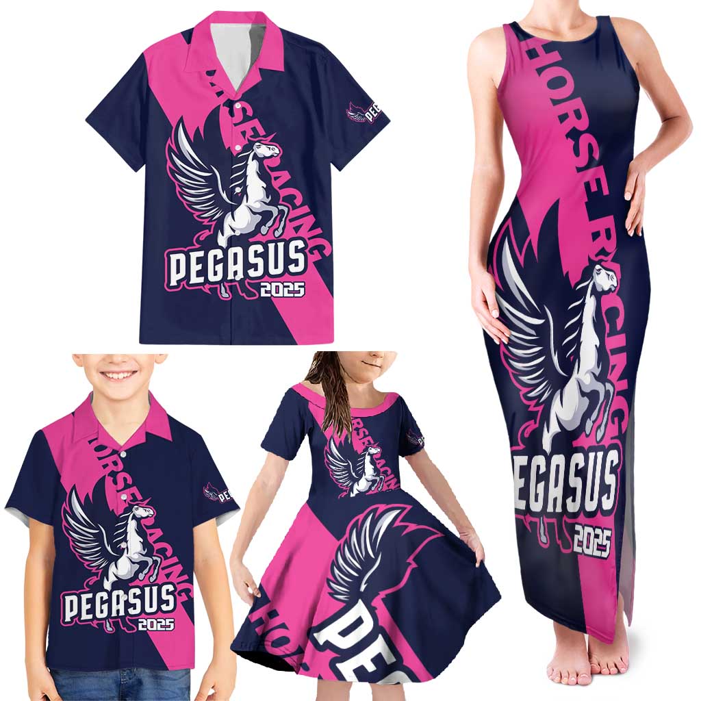 Personalized Pegasus Horse Racing 2025 Family Matching Tank Maxi Dress and Hawaiian Shirt Where Champions Rise - Wonder Print Shop