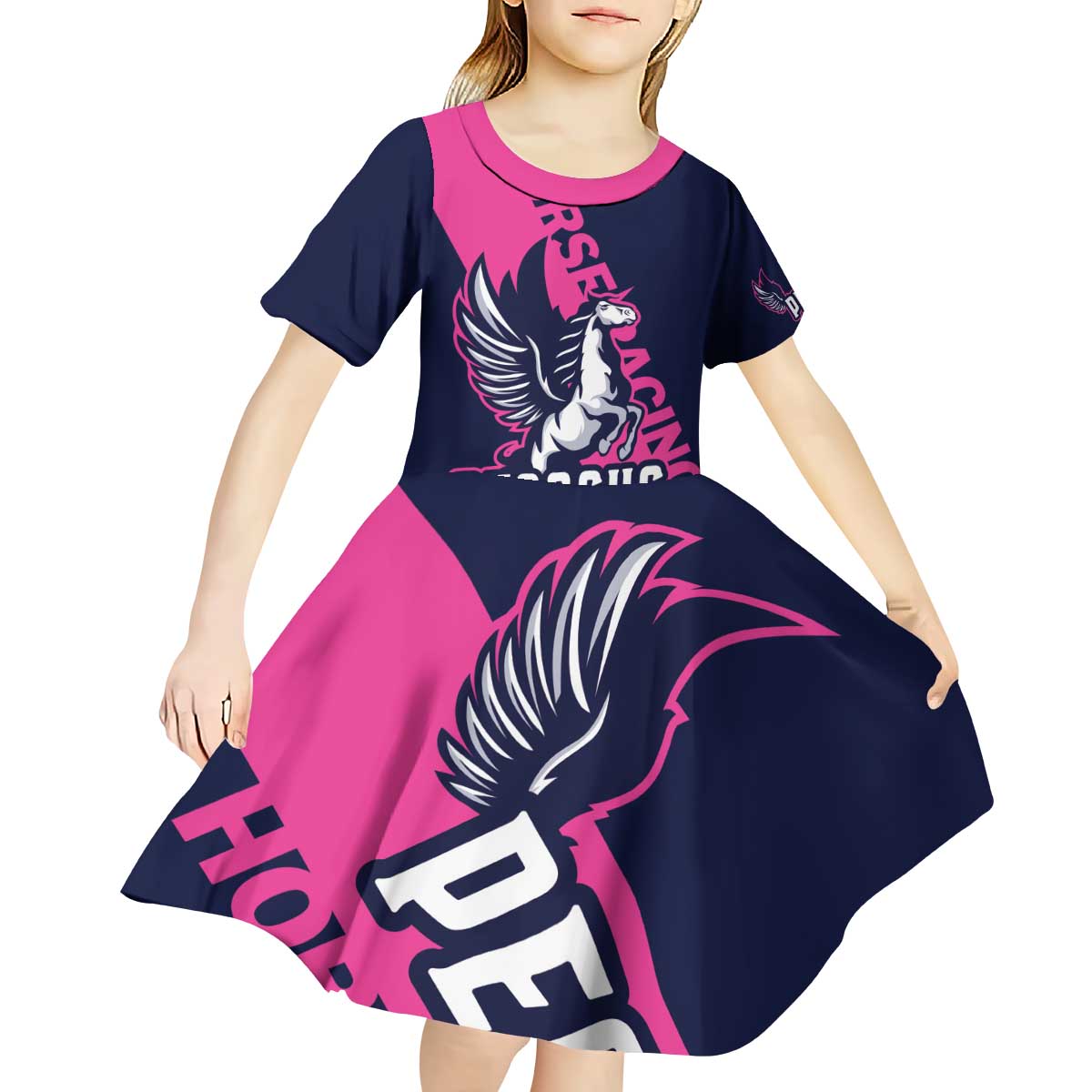 Personalized Pegasus Horse Racing 2025 Kid Short Sleeve Dress Where Champions Rise - Wonder Print Shop