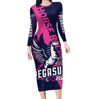 Personalized Pegasus Horse Racing 2025 Long Sleeve Bodycon Dress Where Champions Rise - Wonder Print Shop