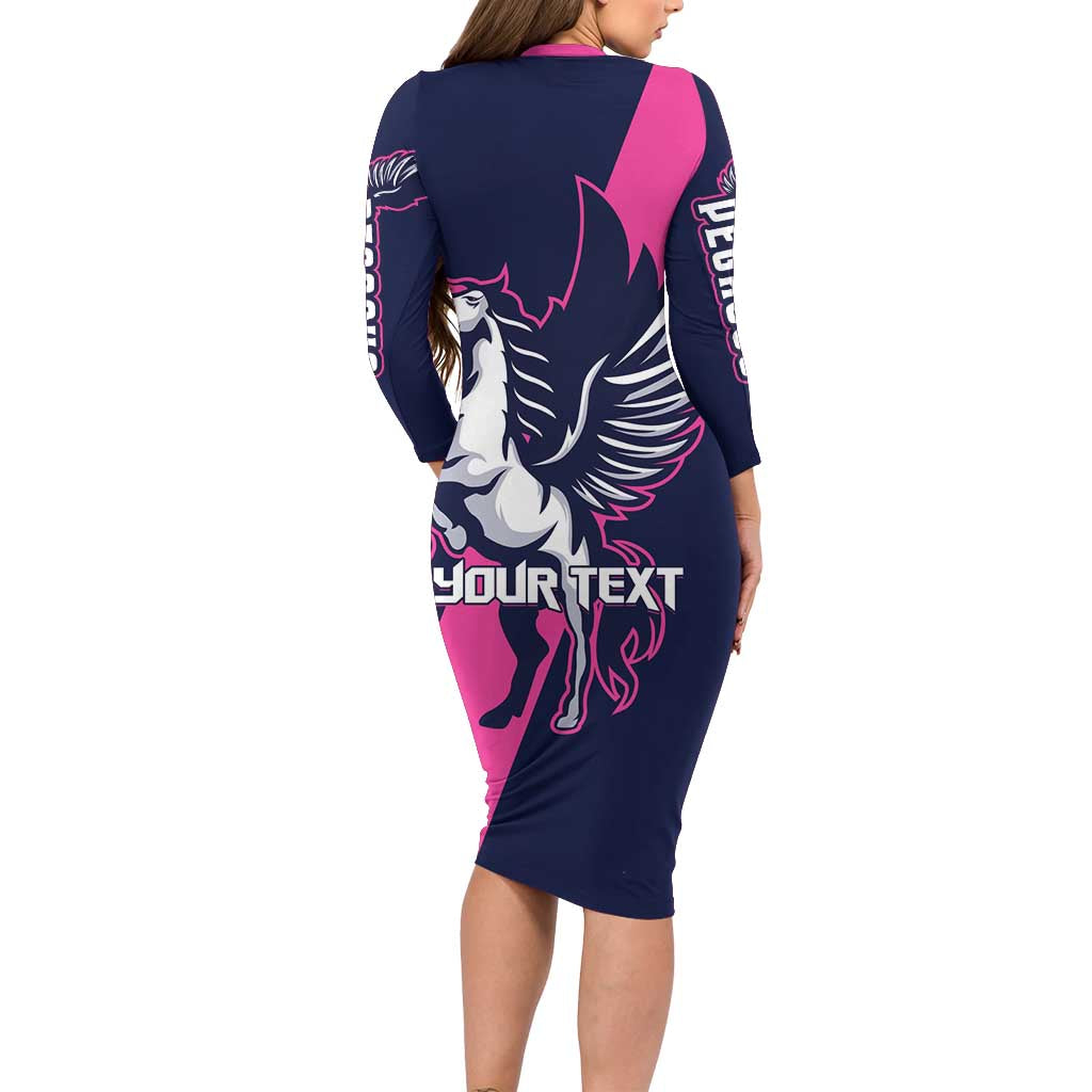 Personalized Pegasus Horse Racing 2025 Long Sleeve Bodycon Dress Where Champions Rise - Wonder Print Shop