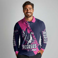 Personalized Pegasus Horse Racing 2025 Long Sleeve Polo Shirt Where Champions Rise - Wonder Print Shop